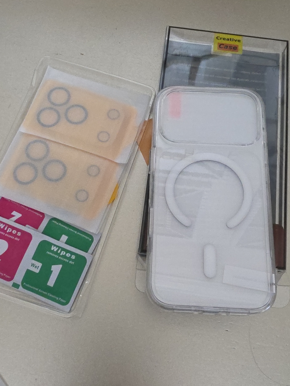 Iphone 17 Pro-Clear Protective Phone Case with White Ring Holder –
